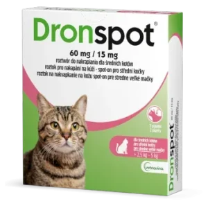 Dronspot 60 mg/15 mg roztwór do nakrapiania dla średnich kotów Odrobaczenie