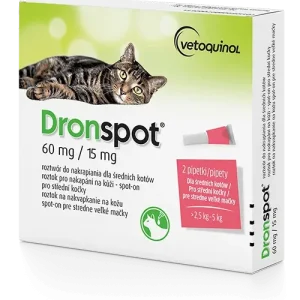 Dronspot 60 mg/15 mg roztwór do nakrapiania dla średnich kotów Odrobaczenie