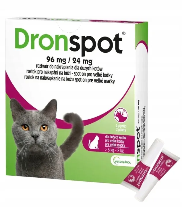 Dronspot 96 mg/24 mg roztwór do nakrapiania dla dużych kotów Odrobaczenie