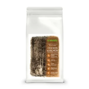Ecomida Bez zbóż Hypoallergenic KITTEN Kurczak, Łosoś 500g sucha karma dla kociąt