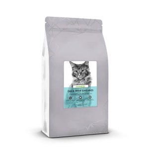 Ecomida Connoisseur Bez Zbóż Hypoallergenic Kaczka Sardynki 1,5 kg sucha karma Kot Dorosły, Sterylizowany, Kule włosowe