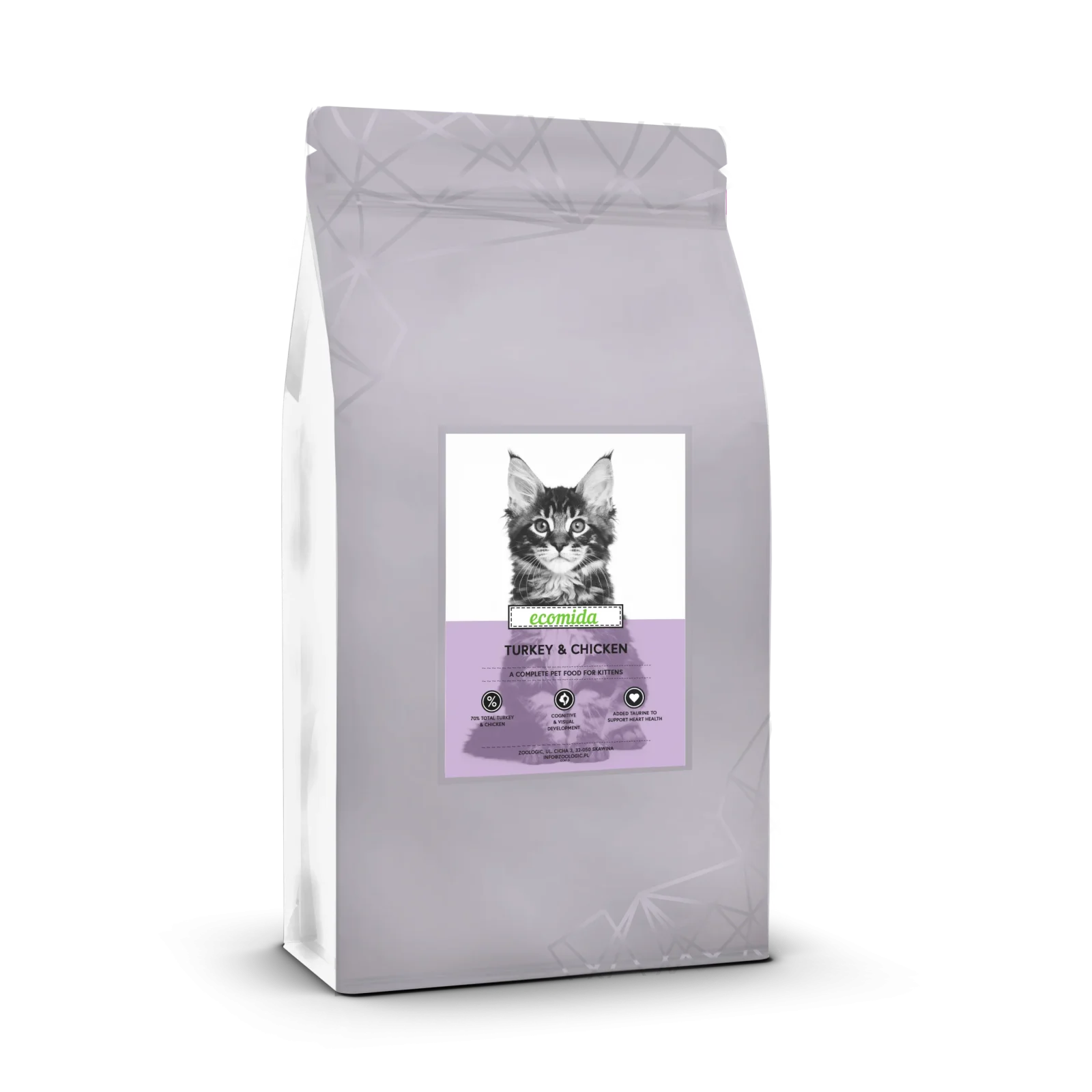 Ecomida Connoisseur KITTEN Bez Zbóż Hypoallergenic Indyk Kurczak 5 kg sucha karma dla KOCIĄT