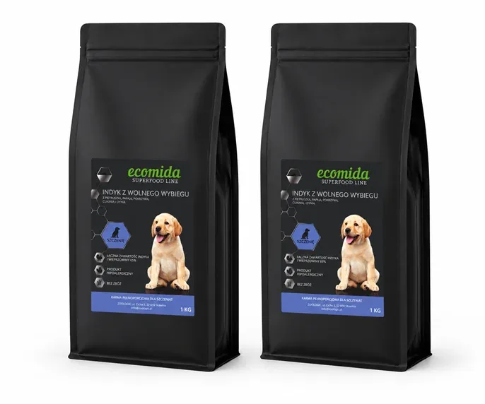 Ecomida Superfood 65 % Indyk & Wieprzowina, Szczenię 2 kg karma Bezzbożowa