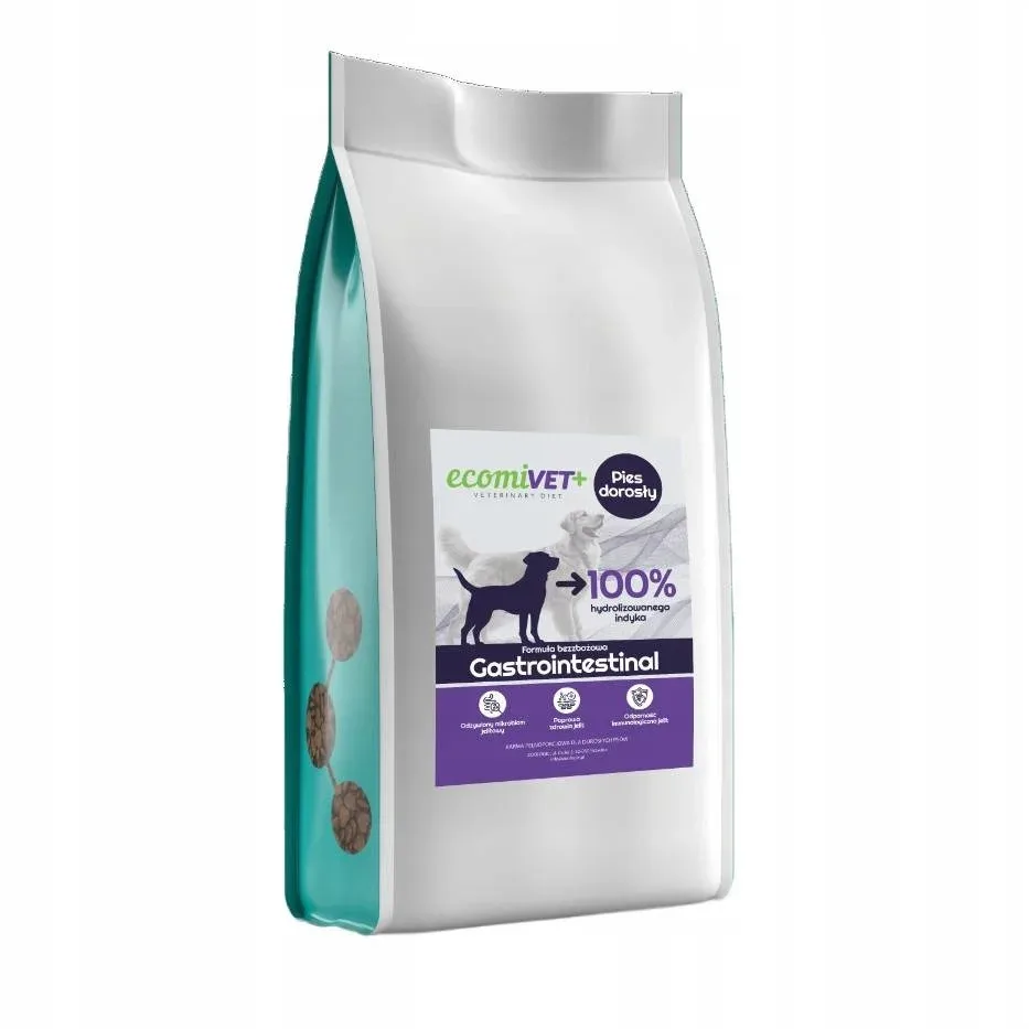 ecomiVET+ Gastrointestinal 10kg sucha dieta dla psów 100% hydrolizat Indyka