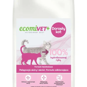 ecomiVET+ SKÓRA I SIERŚĆ 500g dieta Bez Zbóż KOTY 100% hydrolizat Łosoś