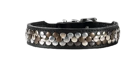 Elegancka skórzana obroża ze zdobieniami Arizona 50 czarna