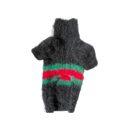 Elegancki czarny w pasy sweter dla psa M - Image 2