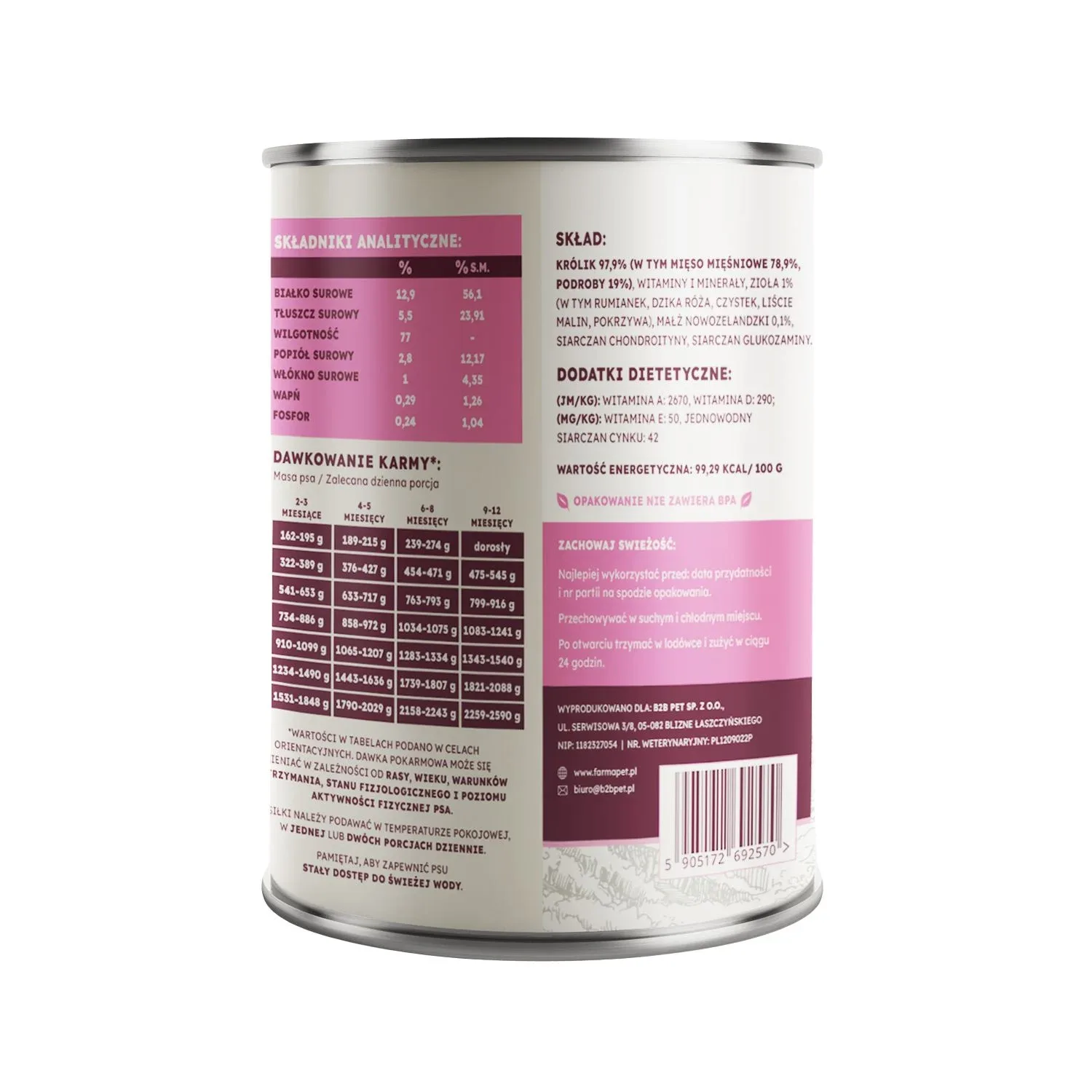 FARMA Select Królik Dla Szczeniąt 400g – mokra karma - Image 2
