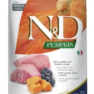 Farmina N&D Pumpkin Grain Free canine LAMB & BLUEBERRY PUPPY MEDIUM & MAXI 12kg