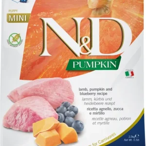 Farmina N&D Pumpkin Grain Free canine LAMB & BLUEBERRY PUPPY MINI KARMA SUCHA 2,5kg