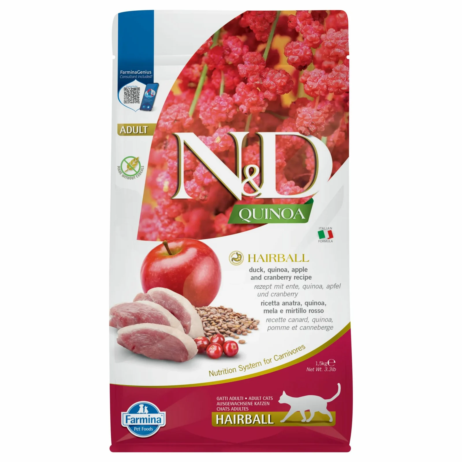 FARMINA N&D Quinoa Hairball Duck 1,5kg