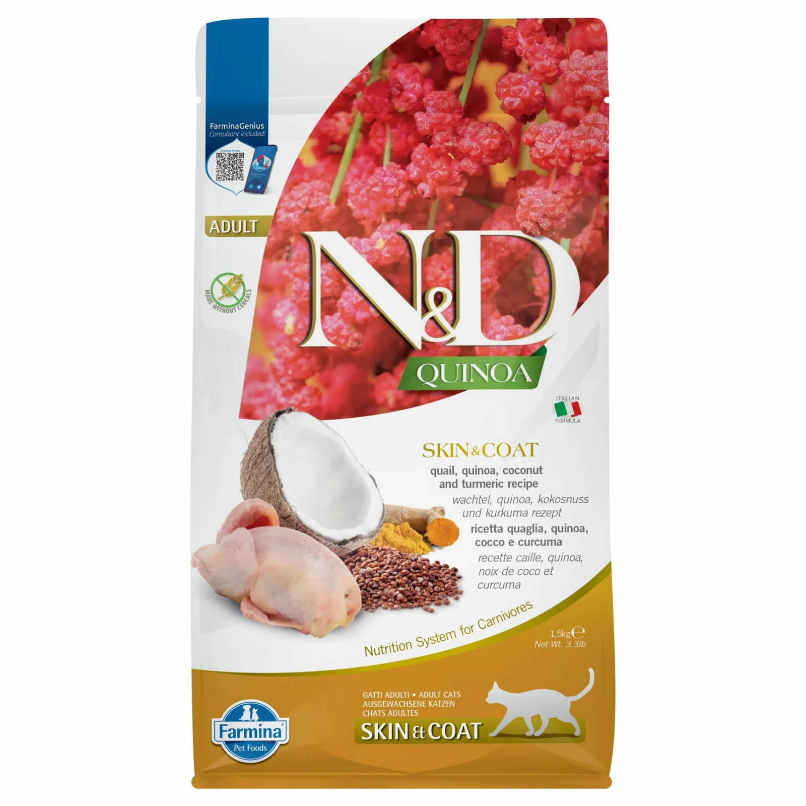 FARMINA N&D Quinoa Skin&Coat Quail 1,5kg