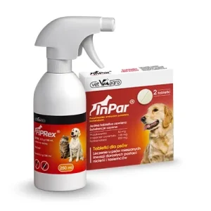 Fiprex spray 250ml + InPar- tabletki odrobaczające dla psa (2 tabl.)