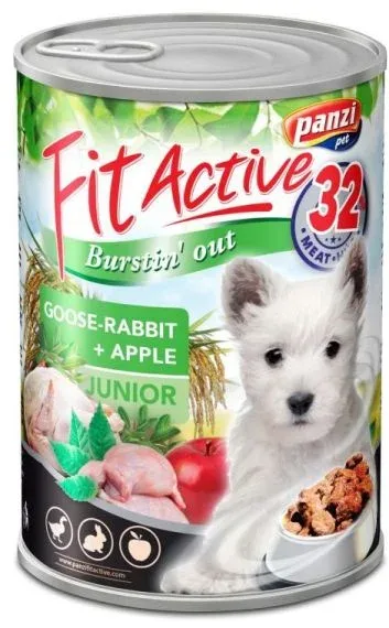 Fit Active Dog Junior – Gęś, Królik karma mokra dla szczeniat puszka 415 g