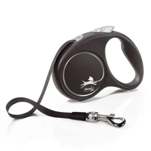 flexi Black Design smycz taśmowa, czarna, 5 m