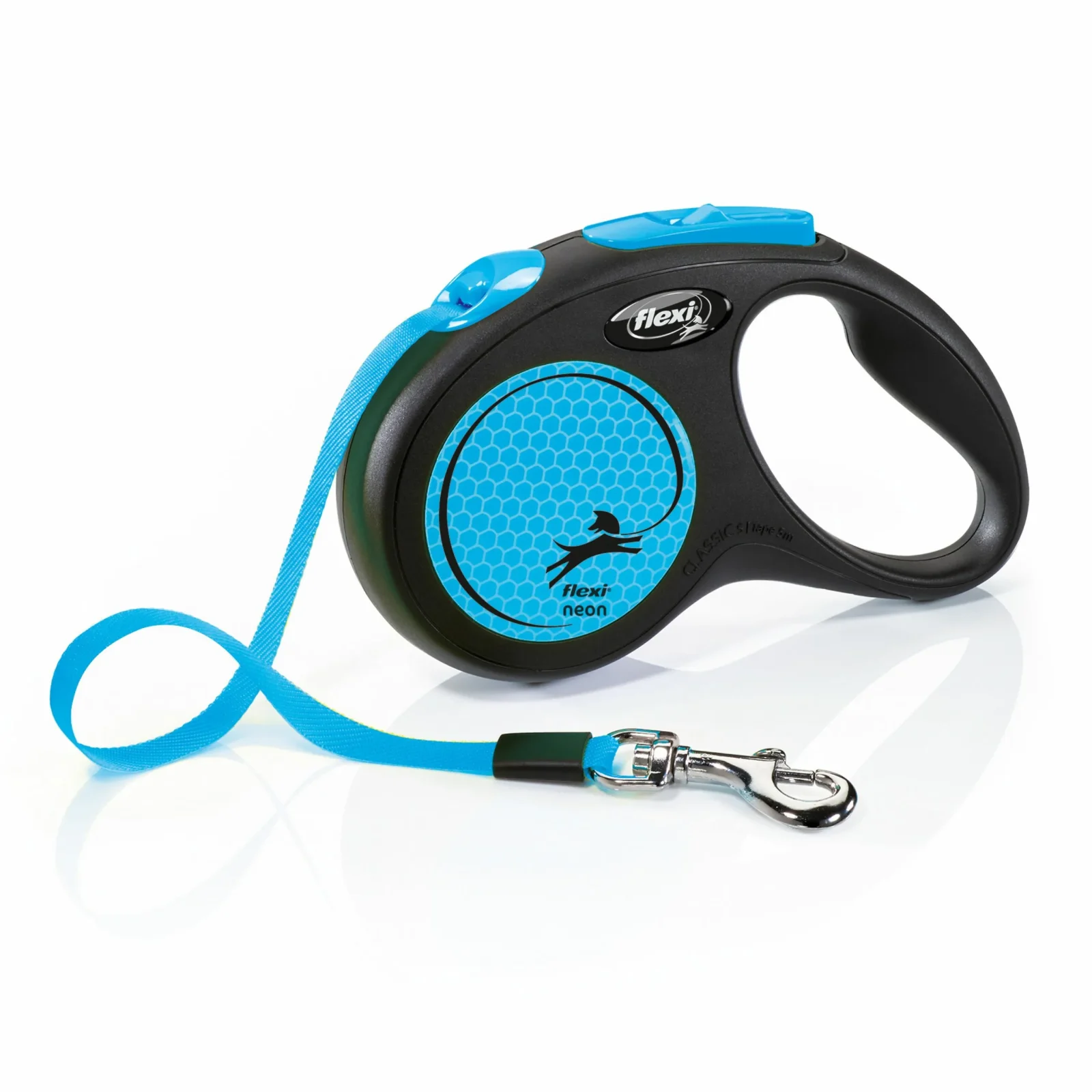 FLEXI smycz Classic Taśma S 5m do 15kg Neon Blue