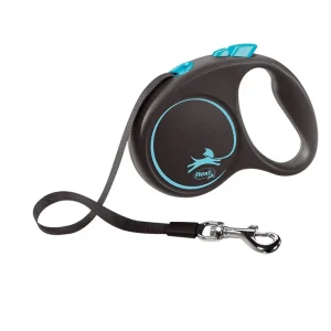 FLEXI Smycz oryginalna Black Design niebieska S - 5m do 15kg - taśma