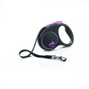 FLEXI Smycz oryginalna Black Design różowa L - 5m do 50kg - taśma