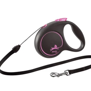 FLEXI Smycz oryginalna Black Design różowa S - 5m do 12kg - linka