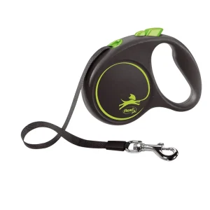 FLEXI Smycz oryginalna Black Design zielona S - 5m do 15kg - taśma
