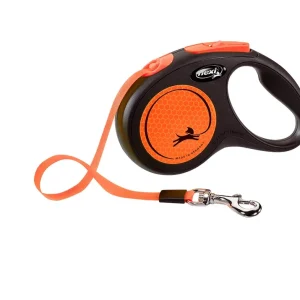 FLEXI Smycz oryginalna New Neon pomarańczowa S - 5m do 15kg - taśma