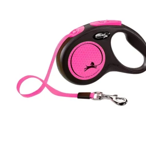 FLEXI Smycz oryginalna New Neon różowa M - 5m do 25kg - taśma