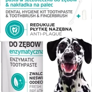 FRANCODEX Zestaw do czyszczenia zębów z enzymatyczną pastą dla psa i kota 70g