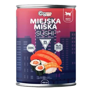 Gaczoo Miejska Miska Sushi z Rybą – 400 g – bezzbożowa karma mokra dla kota z indykiem i łososiem