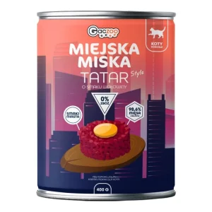 Gaczoo Miejska Miska Tatar Wołowy – 400 g – bezzbożowa karma mokra dla kota z indykiem i wołowiną