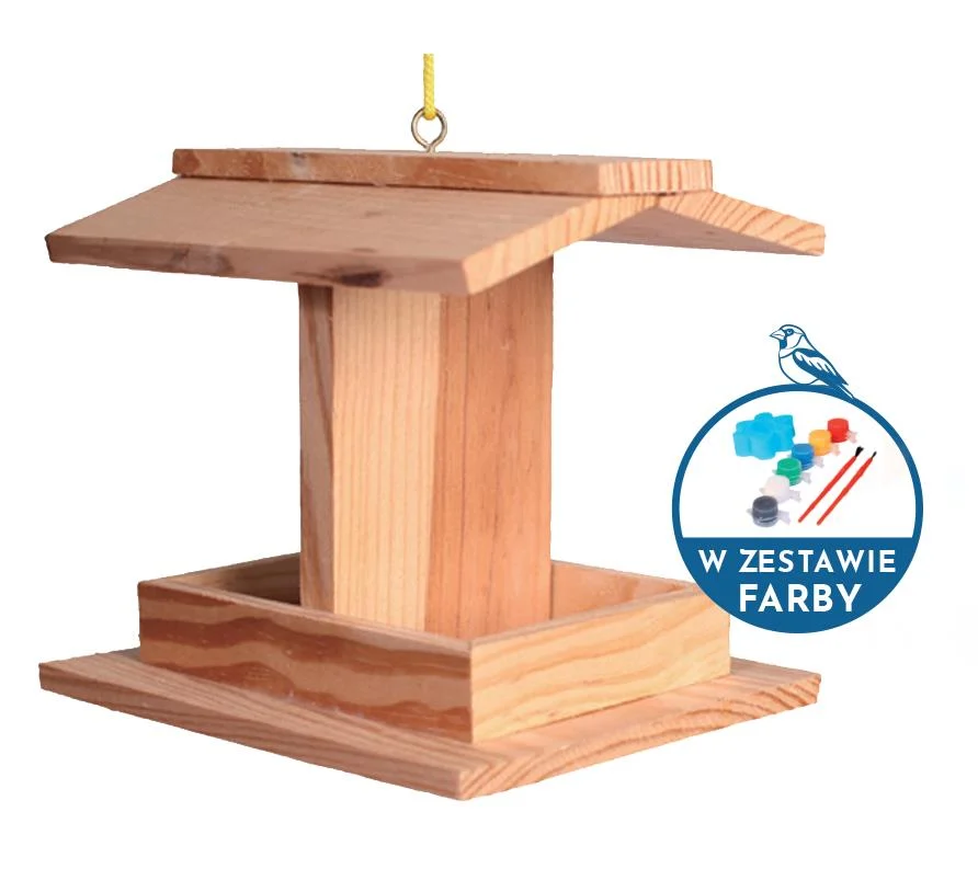 GF KARMNIK DLA PTAKÓW DREWNIANY 14x11x11.5cm Z FARBAMI