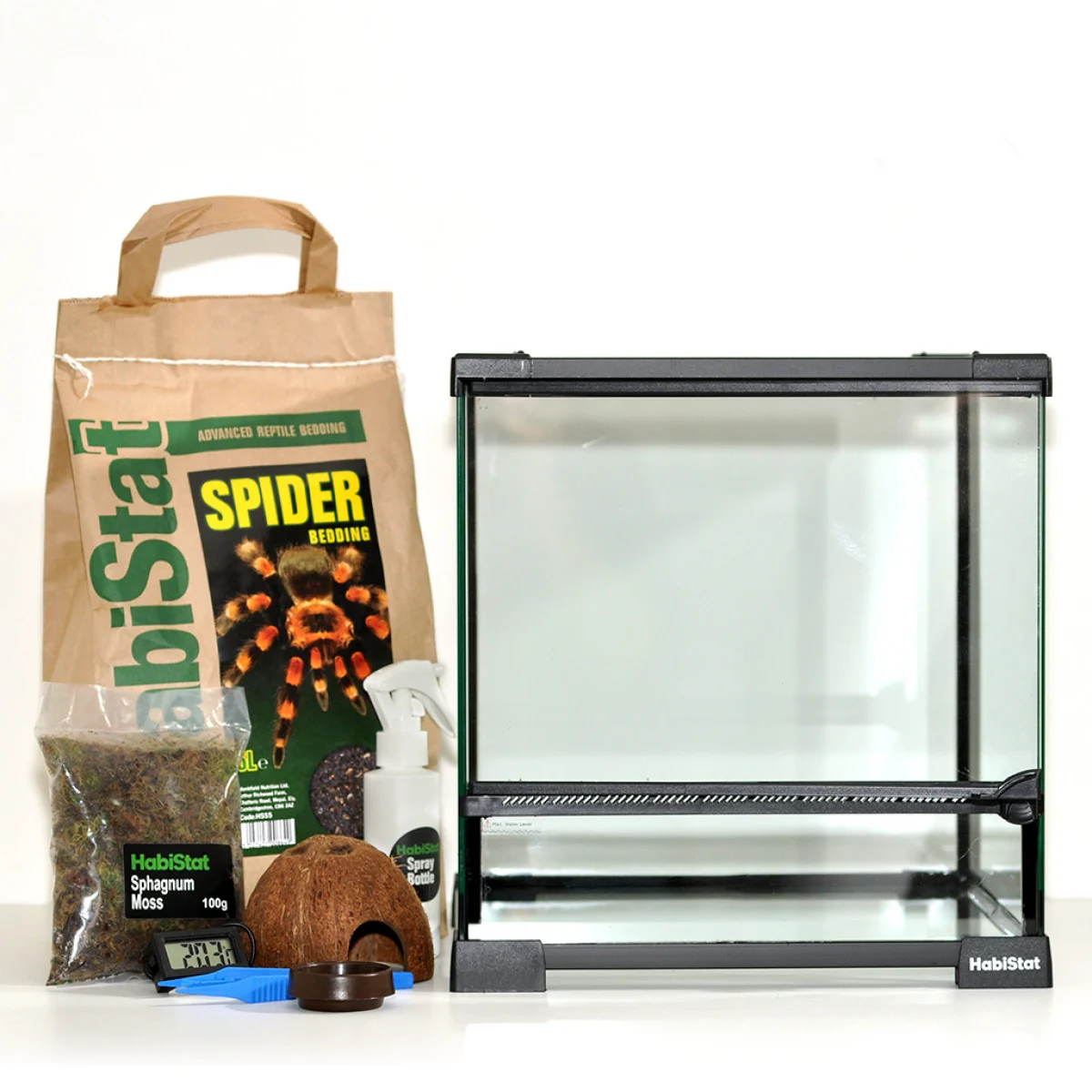 HABISTAT zestaw PTASZNIK – pakiet produktów z terrarium szklanym 30x30x32 cm (ALLinBOX)