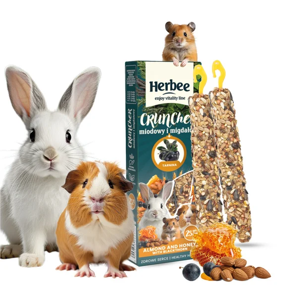 HERBEE cruncher dla gryzoni i królików 115g 2w1 miodowy i migdałowy z amarantusem