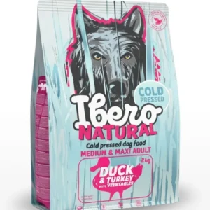 Ibero Cold Press Dog Medium & Maxi Adult Duck&Turkey – karma tłoczona na zimno dla dorosłych psów ras średnich i dużych – kaczka i indyk – 2 kg