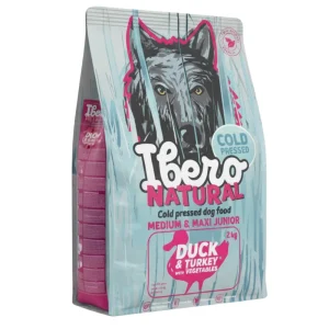 Ibero Cold Press Dog Medium & Maxi Junior Duck&Turkey – karma tłoczona na zimno dla szczeniąt ras średnich i dużych – kaczka i indyk – 2 kg