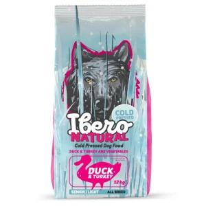 Ibero Cold Press Dog Senior Duck/Turkey – karma tłoczona na zimno dla psów starszych i z nadwagą – indyk i kaczka – 12 kg