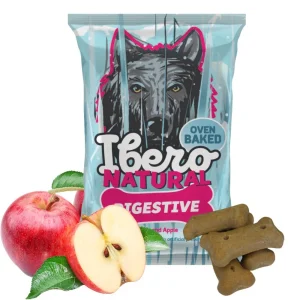 Ibero Oven Baked Snack Digestive – 150 g – pieczone przysmaki dla psów wspierające trawienie z jagnięciną i jabłkiem