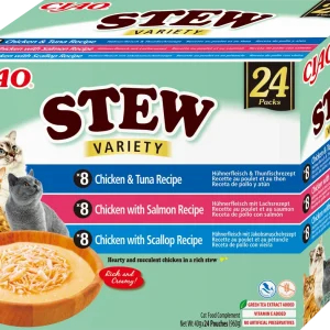 INABA Cat Ciao Stew - karma uzupełniająca dla kota o smaku kurczaka, tuńczyka, łososia i przegrzebek 24x40g