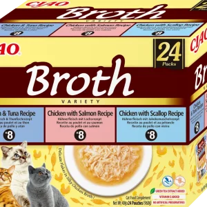 INABA Ciao Broth - karma uzupełniająca dla kota bulion o smaku kurczaka, łososia, tuńczyka i przegrzebek 24x40g