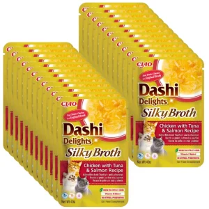 INABA Dashi Delights Silky Broth Chicken with Tuna & Salmon Recipe 24x40g