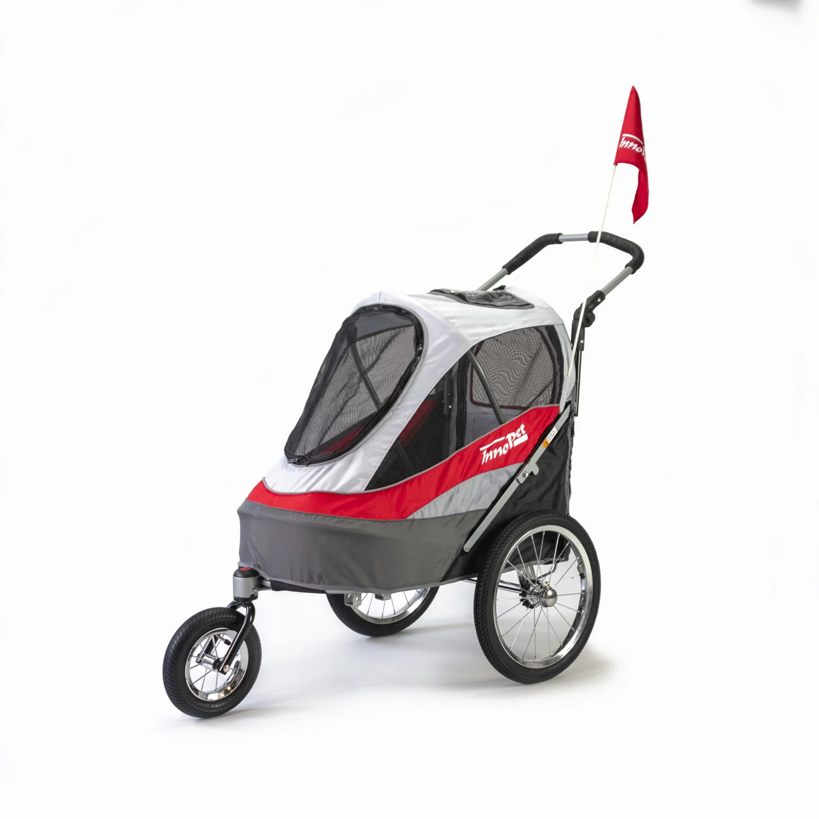 INNOPET WÓZEK DO ROWERU DLA PSA SPORTY DOG TRAILER DELUXE CZERWONY/SZARY