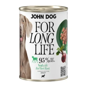 John Dog For Long Life Cielęcina z korzeniem buraka czerwonego – mokra karma dla psa w puszce