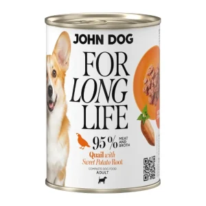 John Dog For Long Life Przepiórka z korzeniem batata – mokra karma dla psa w puszce