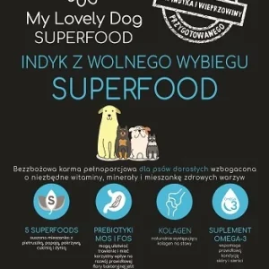 Karma bezzbożowa dla psa Indyk z wolnego wybiegu Superfood niski poziom węglowodanów 12 kg