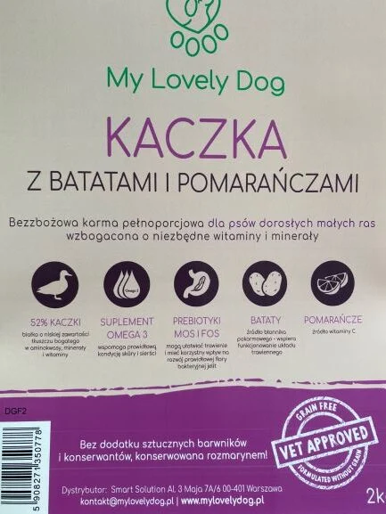 Karma bezzbożowa dla psa kaczka z pomarańczą małe rasy 2 kg - Image 2