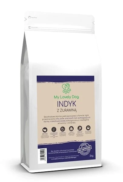 Karma bezzbożowa dla psa senior & light Indyk z żurawiną 2kg