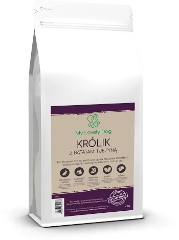 Karma bezzbożowa niskotłuszczowa dla psa Królik z jeżyną 2 kg