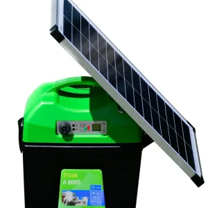 KERBL Elektryzator akumulatorowy TITAN A 8000 8,0 J + Panel słoneczny 25W do elektryzatorów