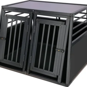 Kerbl Klatka transportowa dla psa, 92 x 97 x 68 cm, 2-drzwiowa, aluminiowa, grafit