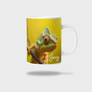 Kubek ceramiczny biały z nadrukiem 330ml KAMELEON