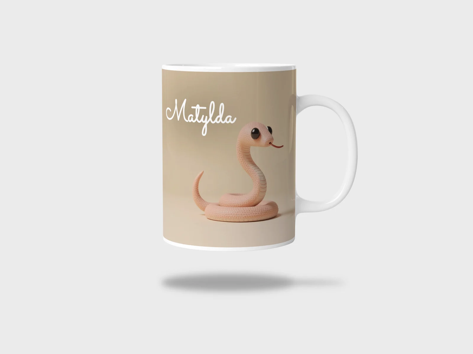 Kubek ceramiczny biały z nadrukiem 330ml WĄŻ